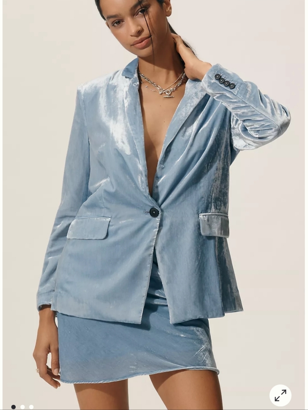New Anthropologie Maeve Blue Velvet Blazer XS